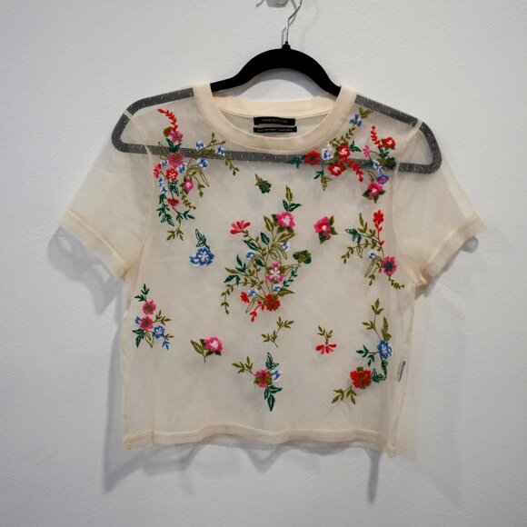 Urban Outfitters Sheer Floral Embroidered Top - Picture 2 of 7